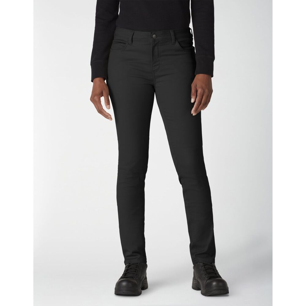 Genuine Dickies Women's Stretch Twill Skinny Service Pant Rinse Black Size 4 - Picture 3 of 6